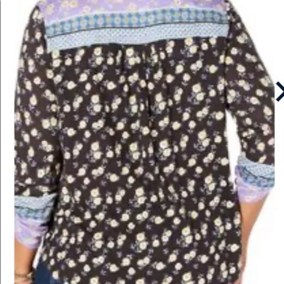 Style & Co Peasant Roll Sleeve Floral Top NWT - Picture 3 of 6
